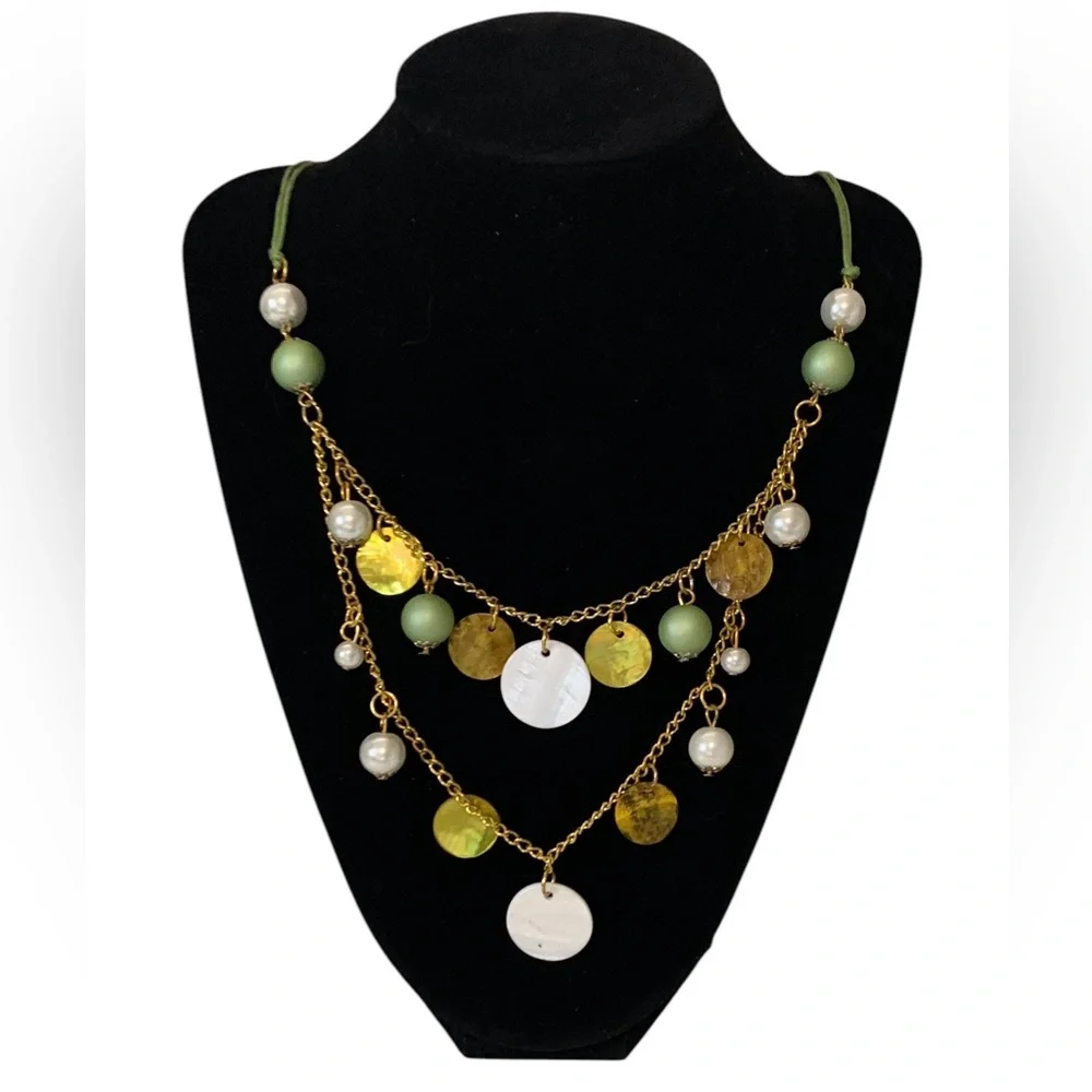 Double Strand Bib Necklace Beads, Disks